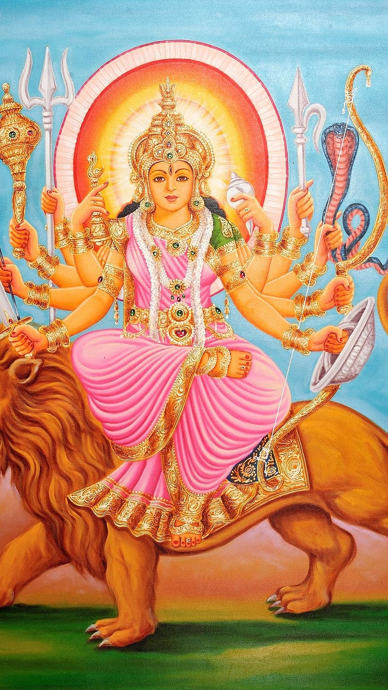 Durga Mata Ke, paint, lord, god, HD phone wallpaper
