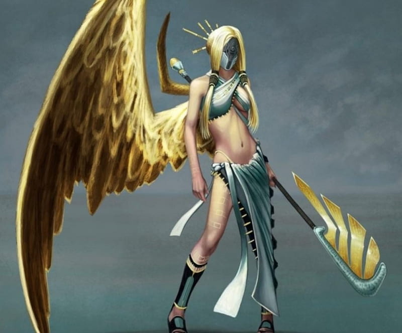 One wing, fantasy, girl, cg, angel, wing, HD wallpaper