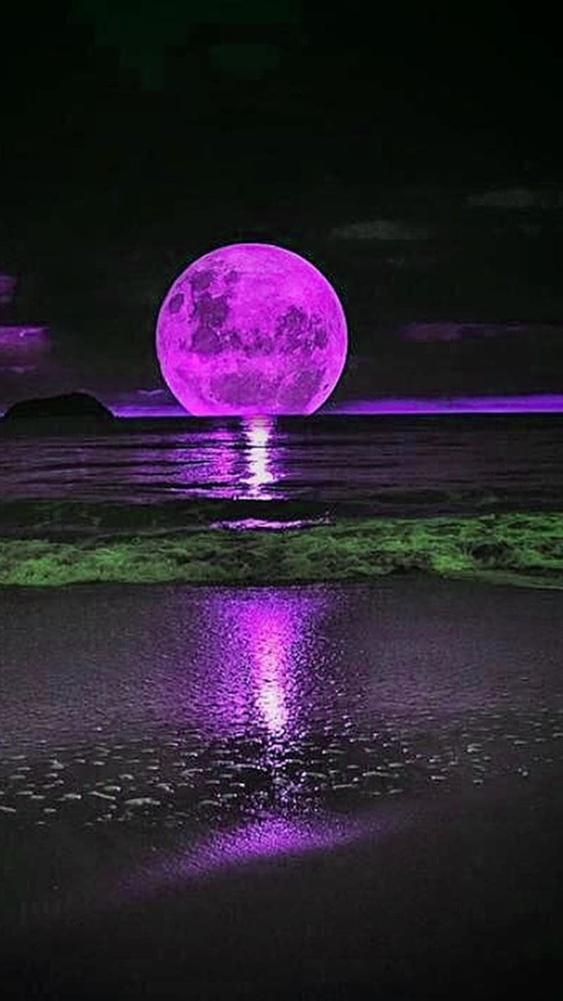 Purple Full Moon, full moon, HD phone wallpaper