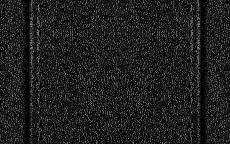 leather with stitching leather textures, close-up, black leather texture, black backgrounds, leather backgrounds, macro, leather, HD wallpaper
