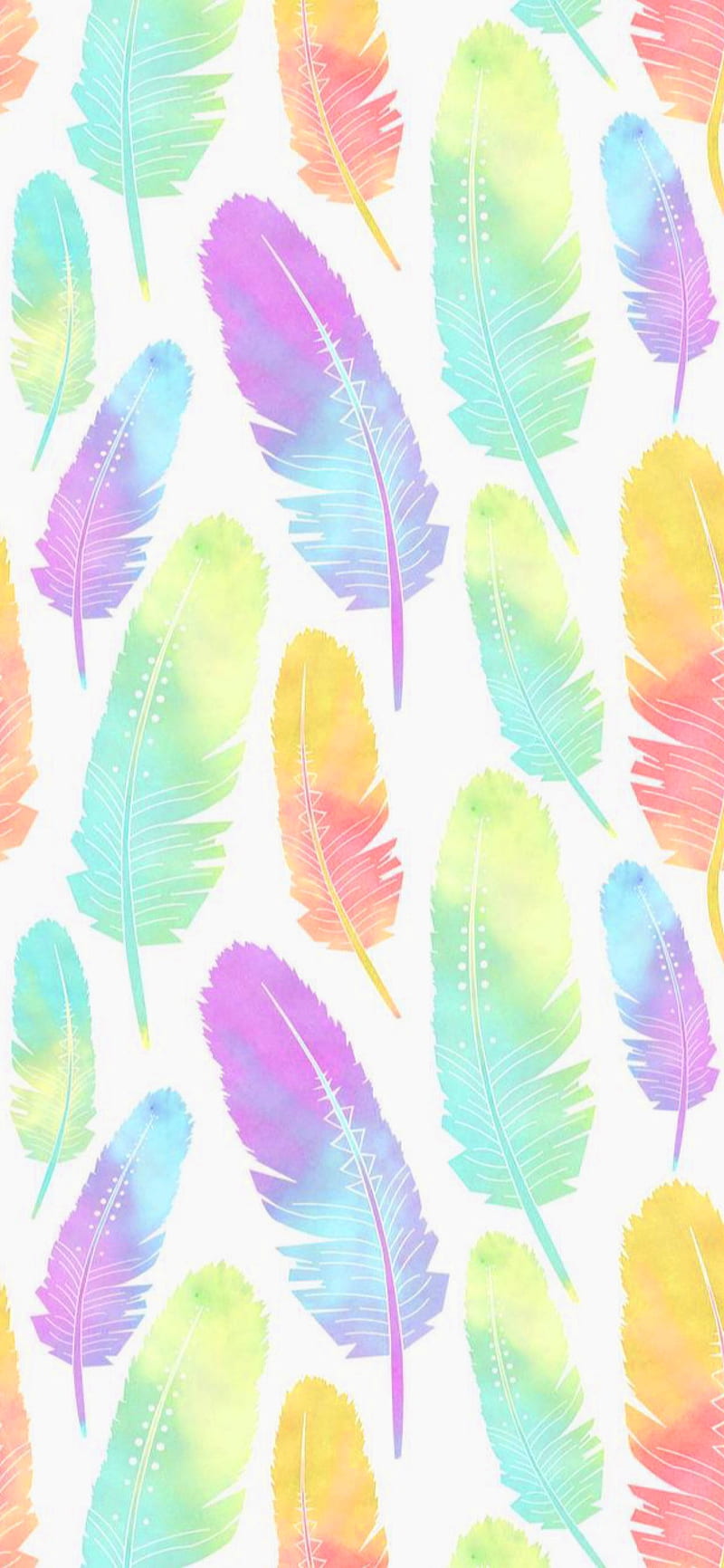 Pastel Feathers, boho, colorful, colors, cute, feather, girly, pattern, HD phone wallpaper