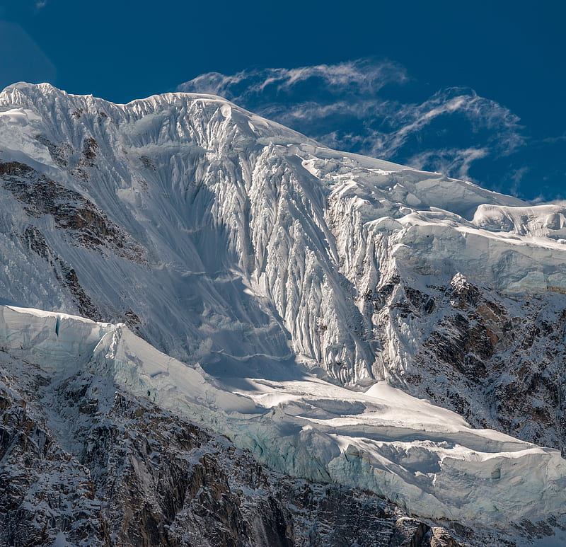 mountain, peak, snow, ice, slope, HD wallpaper
