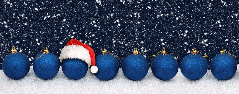 Holiday, Christmas, Bauble, Christmas Ornaments, Santa Hat, Snowfall, HD wallpaper