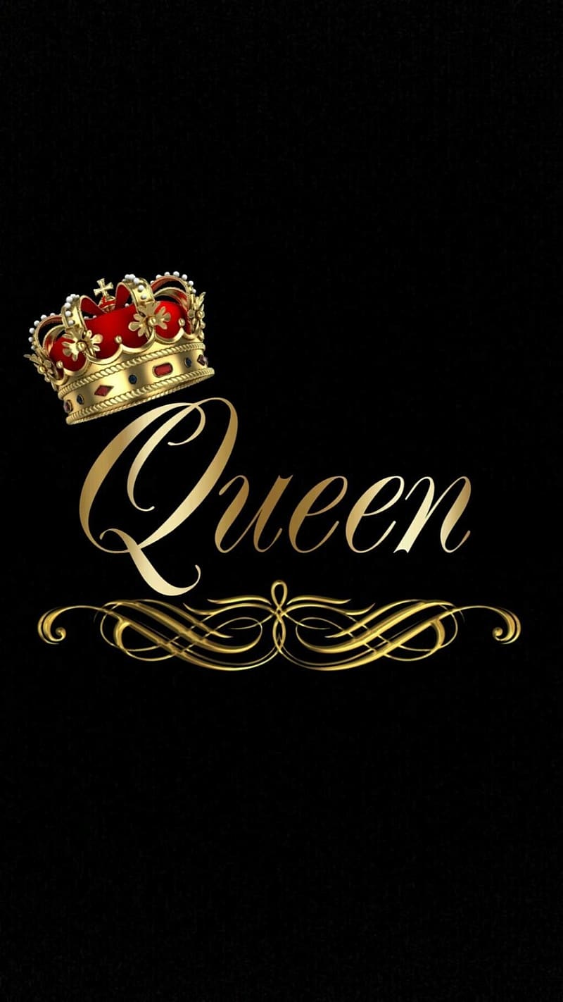 Single Queen, Golden And Red Crown, black background, HD phone wallpaper