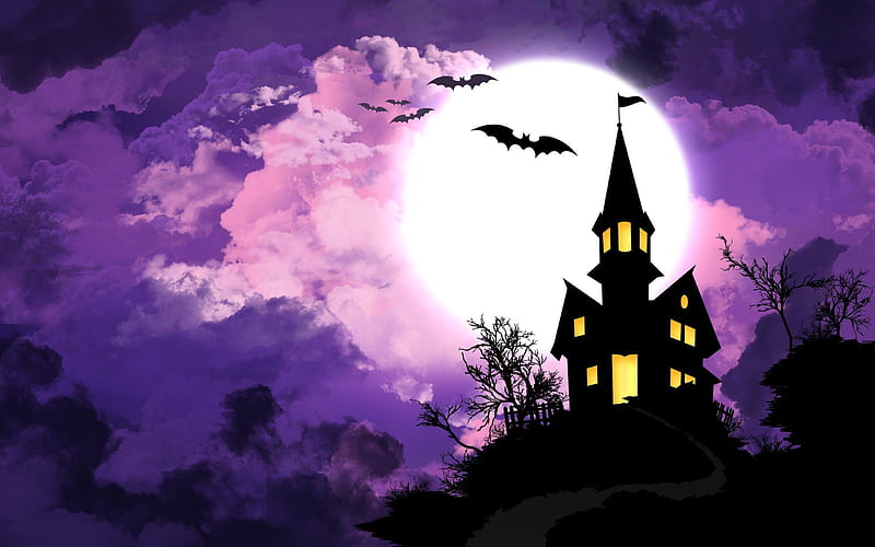 Halloween Scary House In The Moonlight - Halloween Background High Quality, Spooky Castle, HD wallpaper