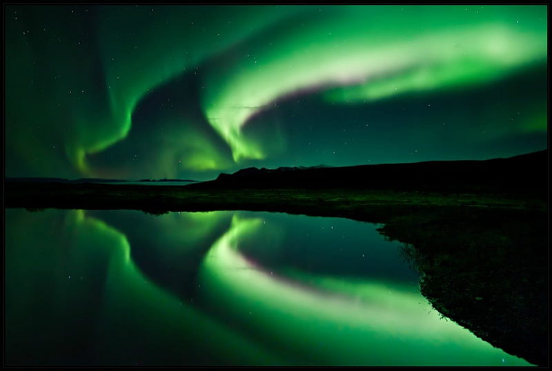 Northern lights, green, beauty, nature, phenomenon, HD wallpaper