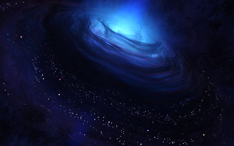 blue nebula stars, art, sci-fi, nebula, universe, galaxy, HD wallpaper