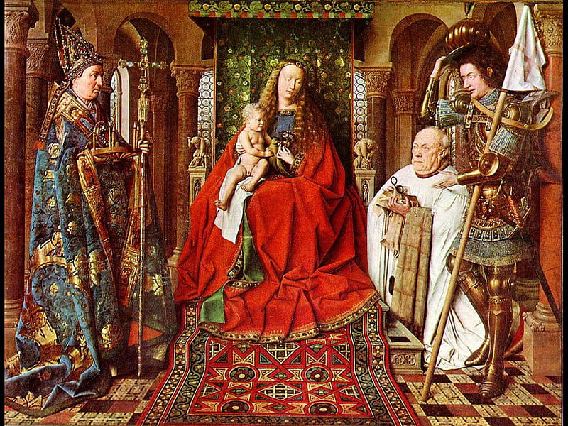Jan Van Eyck. 'The Madonna of Canon Van Der Paele.', painting, art, madonna, HD wallpaper