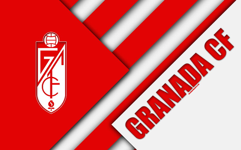 Granada CF material design, Granada FC, Spanish football club, red white abstraction, logo, Granada, Spain, Segunda Division, football, HD wallpaper