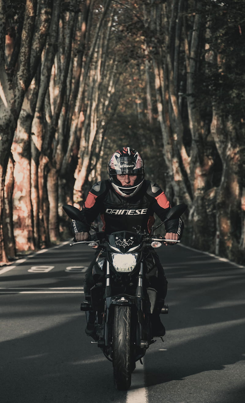 motorcyclist, motorcycle, bike, biker, road, HD phone wallpaper