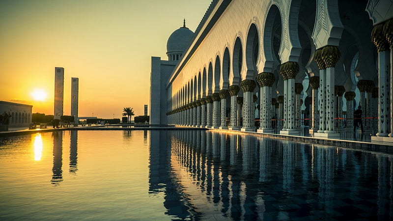 Abu Dhabi Mosque, abu, mosque, dhabi, middle east, HD wallpaper