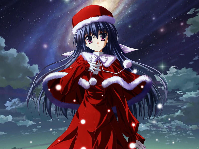 Anime Xmas, red, girl, christmas, holiday, anime, HD wallpaper | Peakpx