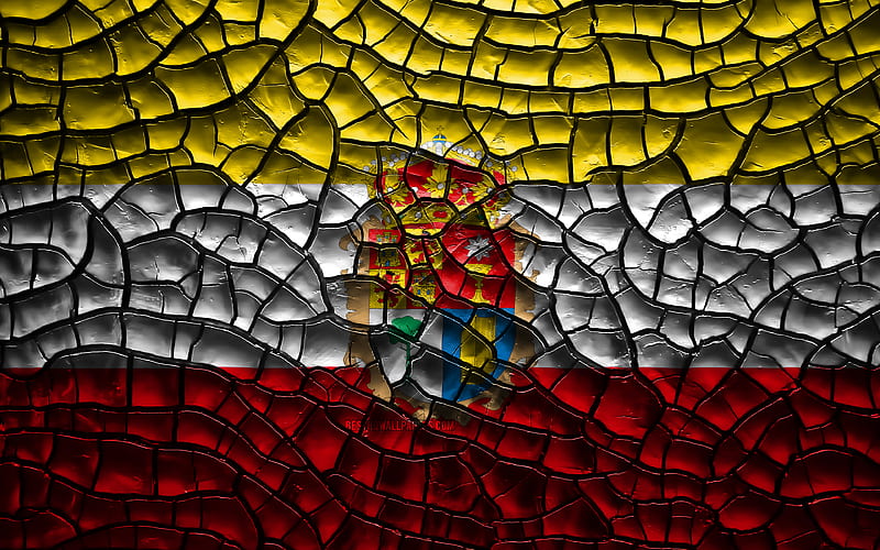 Flag of Cuenca spanish provinces, cracked soil, Spain, Cuenca flag, 3D art, Cuenca, Provinces of Spain, administrative districts, Cuenca 3D flag, Europe, HD wallpaper