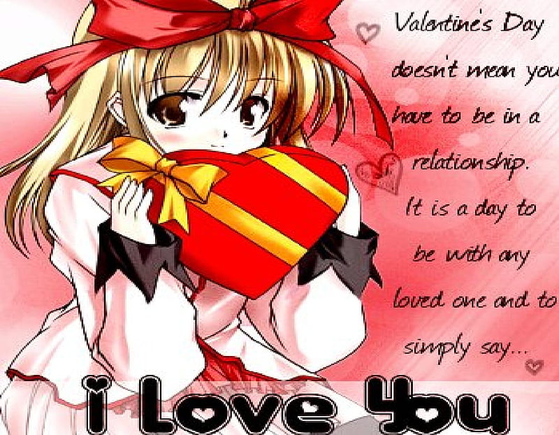 Happy Valentine's Day!, red, girl, anime, sartika3091, heart, manga,  valentine, HD wallpaper | Peakpx