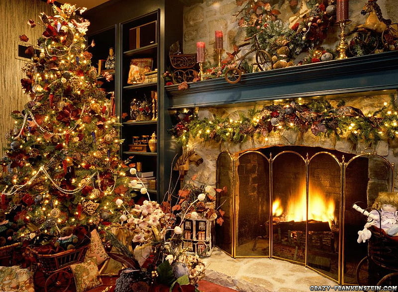 christmas, tree, stove, eve, HD wallpaper