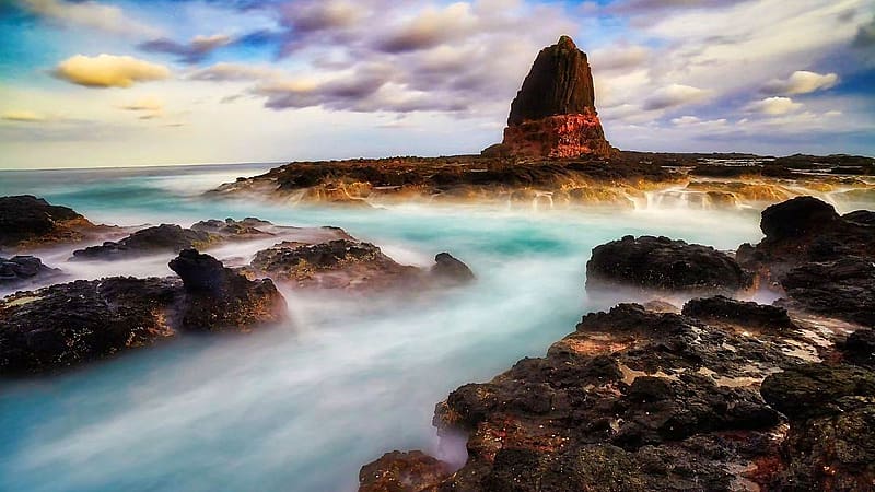 Pulpit Rock- Melbourne, sky, water, sea, australia, clouds, rocks, HD wallpaper