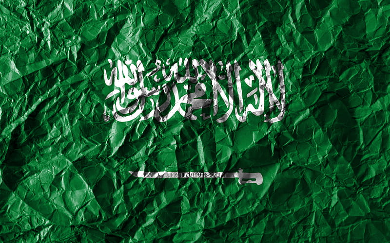 Saudi flag crumpled paper, Asian countries, creative, Flag of Saudi Arabia, national symbols, Asia, Saudi Arabia 3D flag, Saudi Arabia, HD wallpaper