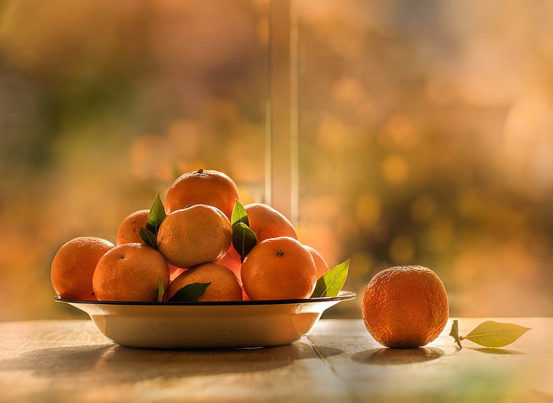 Tangerines, Fruits, Table, Light, Food, HD wallpaper