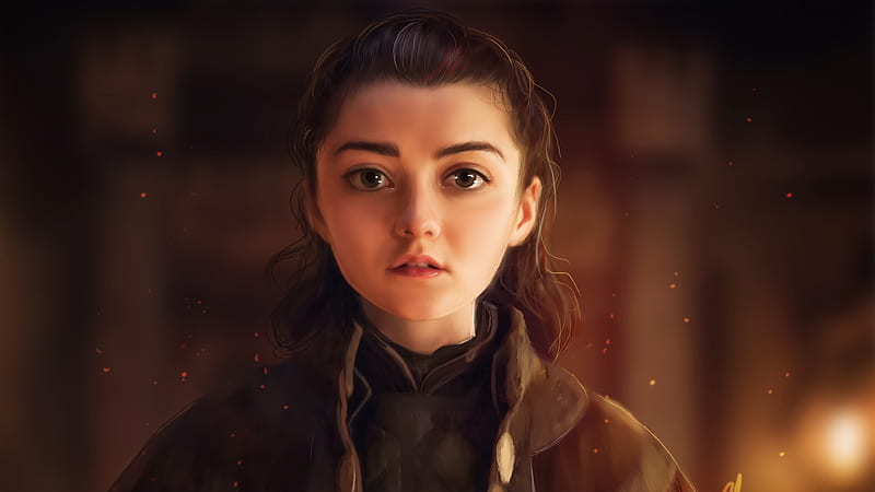 Arya Stark, art, charlottelebreton, fantasy, luminos, girl, game of thrones, HD wallpaper