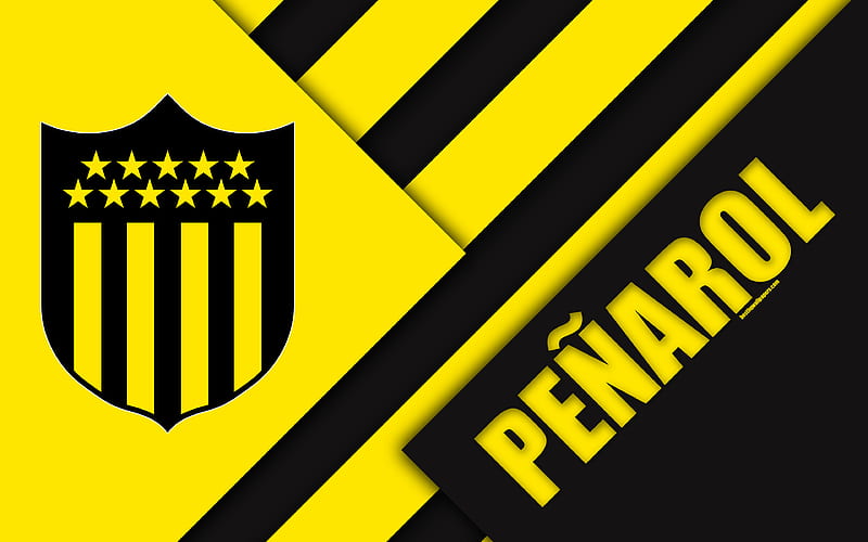 Club Atletico Penarol Uruguayan football club, logo, material design, yellow black abstraction, emblem, Uruguayan Primera Division, Montevideo, Uruguay, football, Penarol FC, HD wallpaper