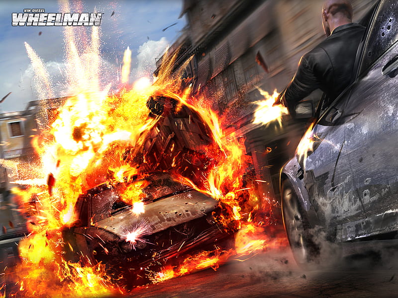 Car Battle, stunt, videogame, blast, jumping, damage, man, shoot, fire,  spark, HD wallpaper | Peakpx