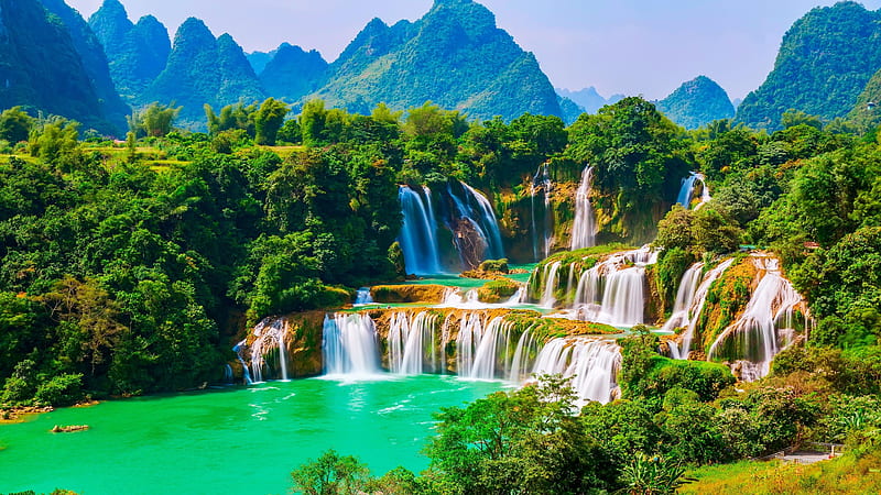 Waterfalls, Waterfall, Forest, Nature, Vietnam, HD wallpaper