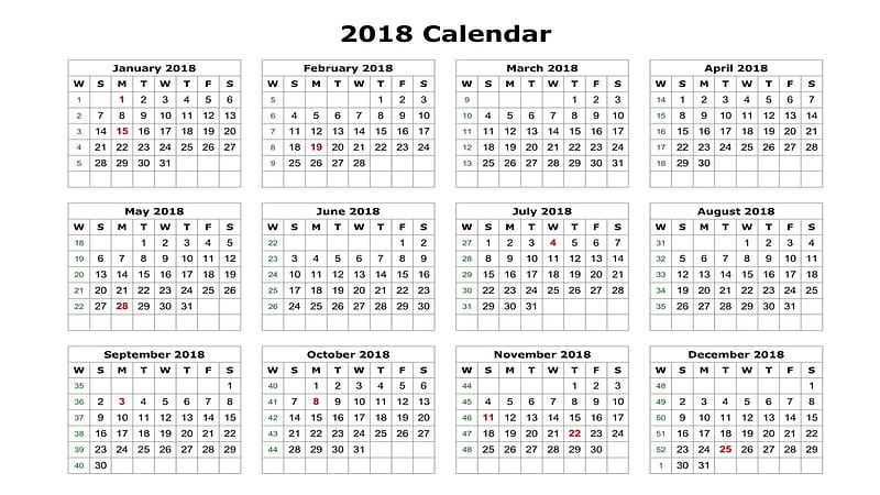 2018 Calendar, Abstract, 2018, Calendar, Year, HD wallpaper