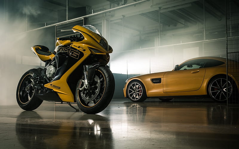 MV Agusta F3 800, 2018, AMG, yellow sports bike, ession, Mercedes, racing motorcycles, HD wallpaper