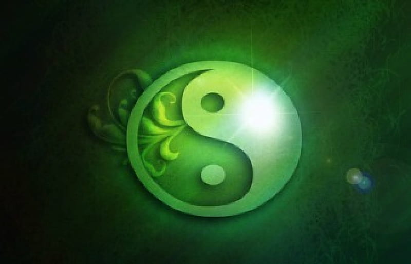 Yin and Yang, yang, art, tao, green, sign, yin, light, HD wallpaper