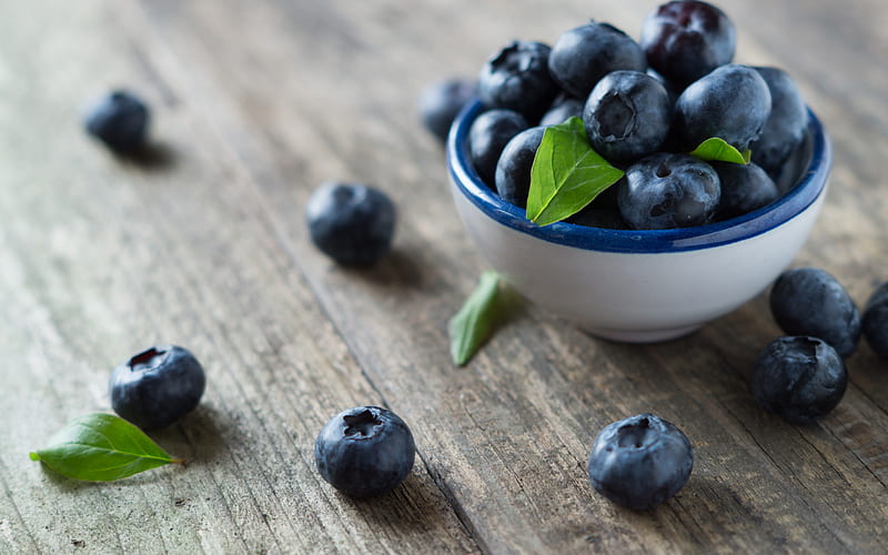 blueberries, berries, plate with blueberries, wild berries, HD wallpaper