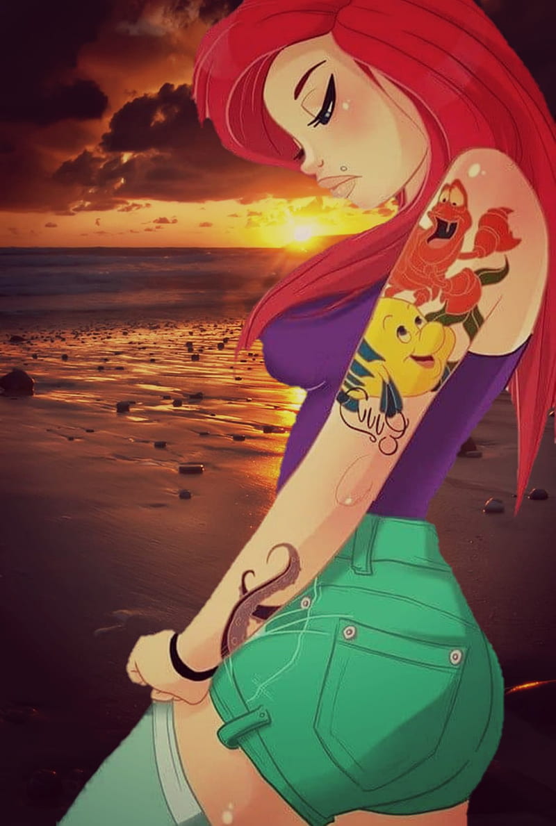 Ariel in anime style, art by my sister :) : r/disney