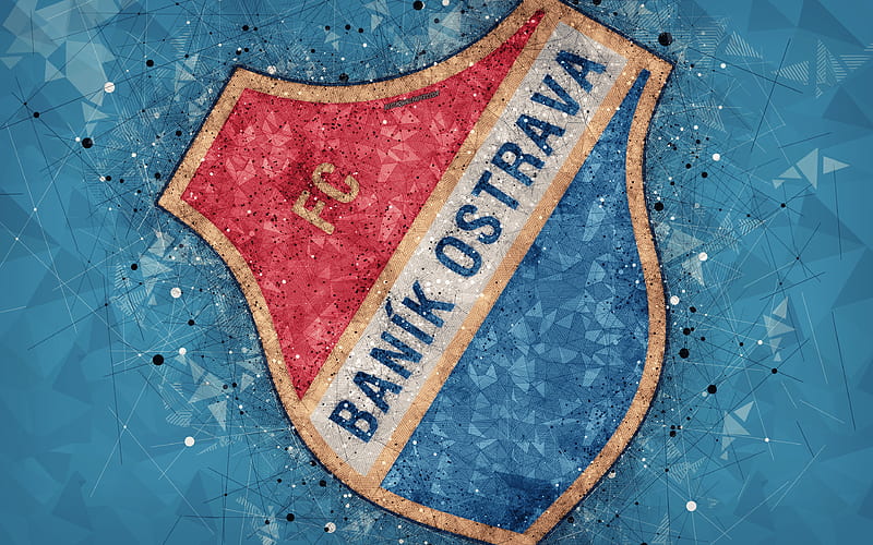 FC Banik Ostrava geometric art, logo, Czech football club, blue background, emblem, Czech First League, Ostrava, Czech Republic, football, creative art, HD wallpaper