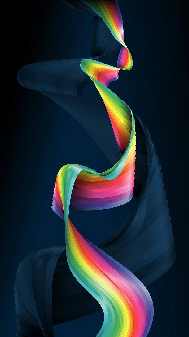 3D Art abstract, background, rainbow, ribbon, HD phone wallpaper