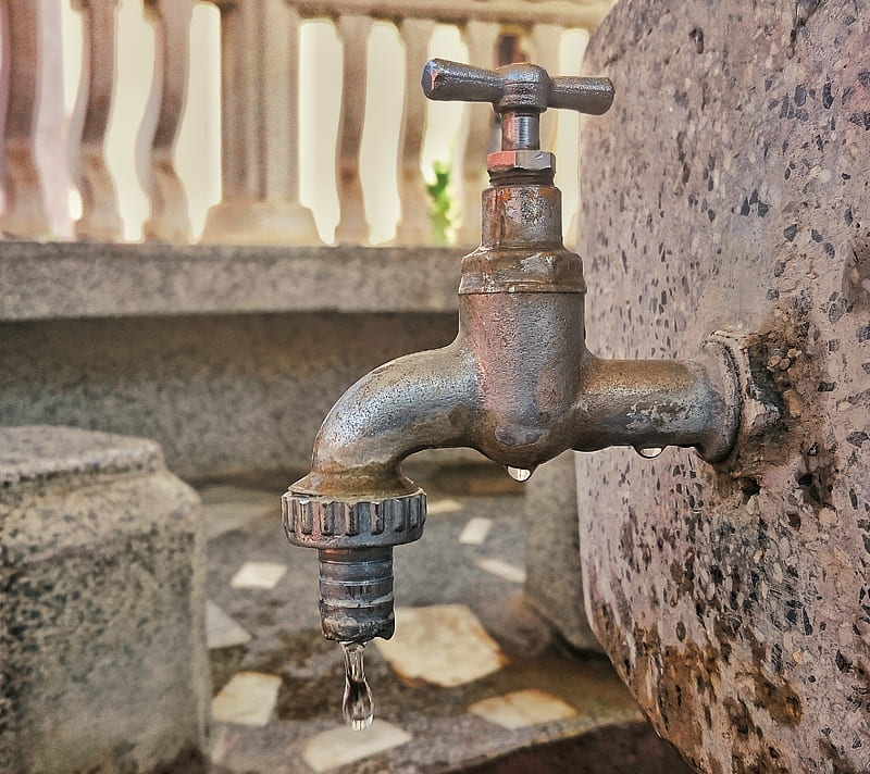 Water drop, dry, faucet, heat, summer, HD wallpaper