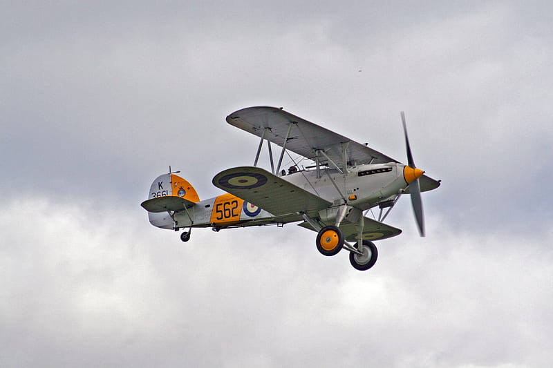 white and orange bi-plane in mid air, HD wallpaper