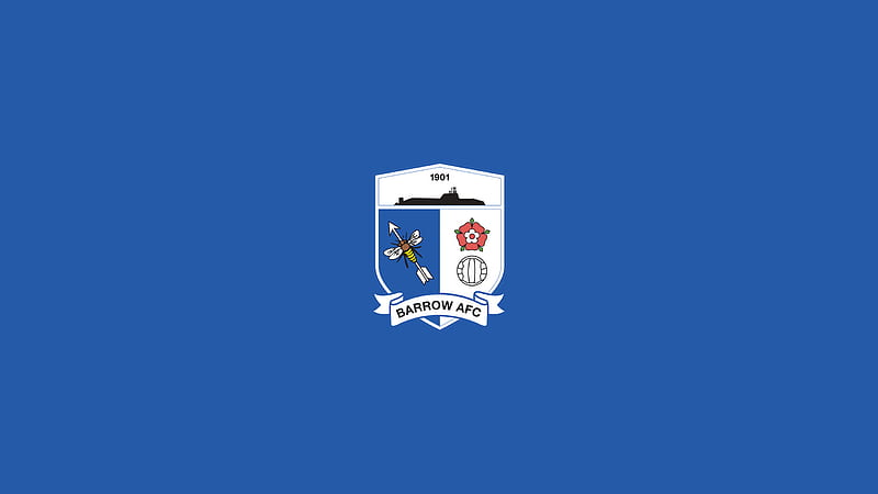 Emblem Logo Soccer Blue Background Barrow A.F.C, HD wallpaper
