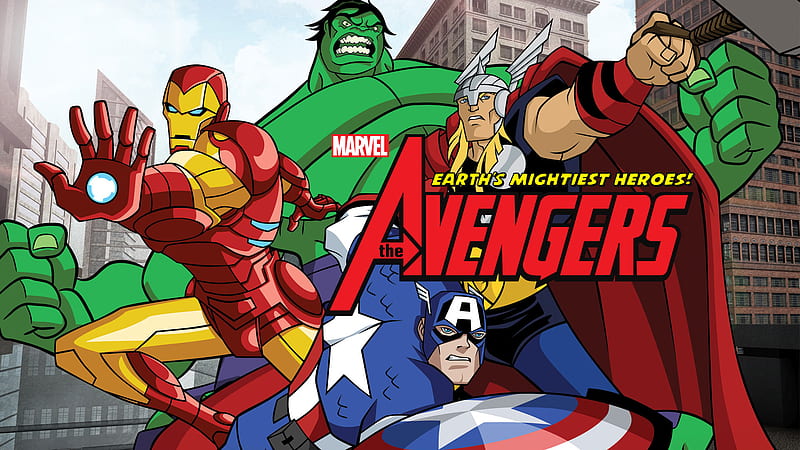 The Avengers, The Avengers: Earth's Mightiest Heroes, Avengers, Captain America, Hulk, Iron Man, Steve Rogers, Thor, Tony Stark, HD wallpaper
