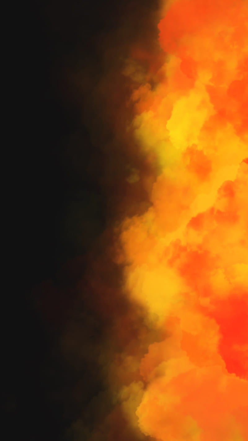 Orange Witch Magic , FMYury, abstract, black, cloud, clouds, color, colorful, colors, dark, edge, energy, fog, gradient, power, red, side, smoke, steam, yellow, HD phone wallpaper