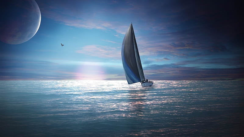 sailing boat-Natural landscape, HD wallpaper