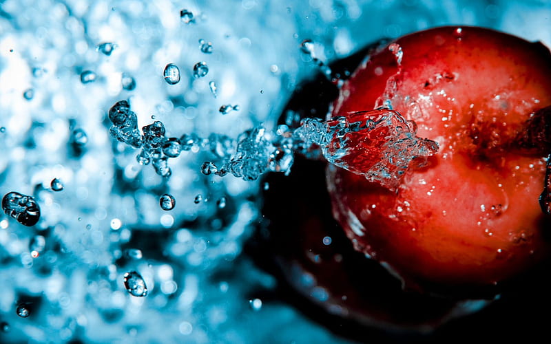 Apple water splash, apple, red, food, sweet, dessert, fruit, splash ...