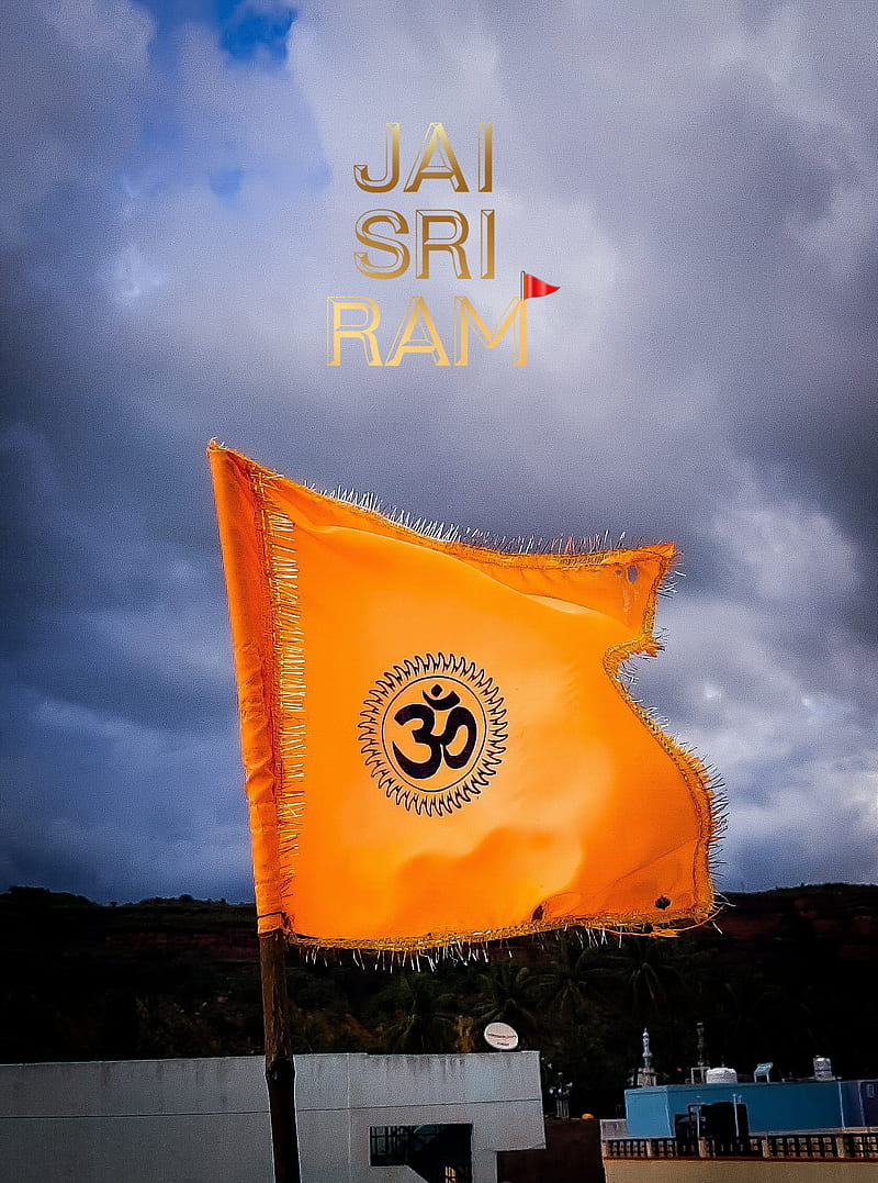 Sri ram, flag, hindu, hindu flag, india, jai, kesari, om, orange, HD phone  wallpaper | Peakpx