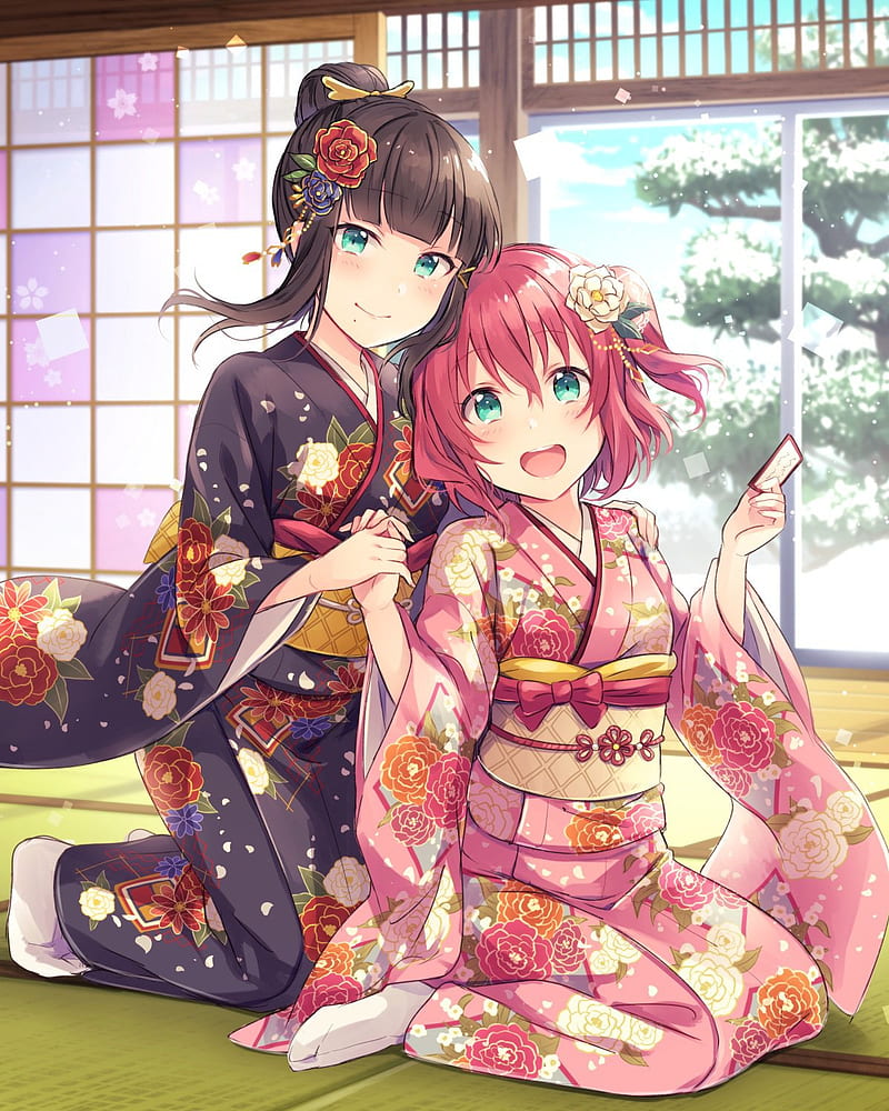 Anime kimono girl, nime, HD phone wallpaper