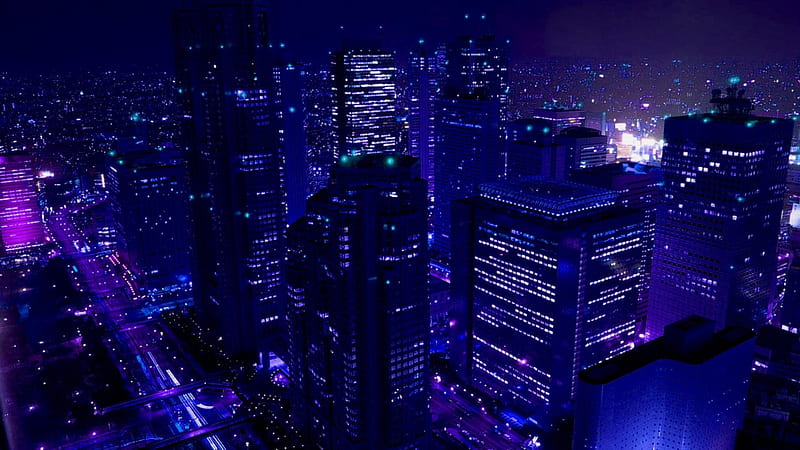 beautiful dark cityscape, city, dark, streets, night, skyscrapers, HD wallpaper