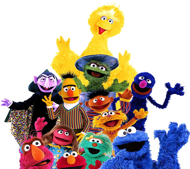 Sesame Street, characters cookie monster, elmo big bird, HD wallpaper