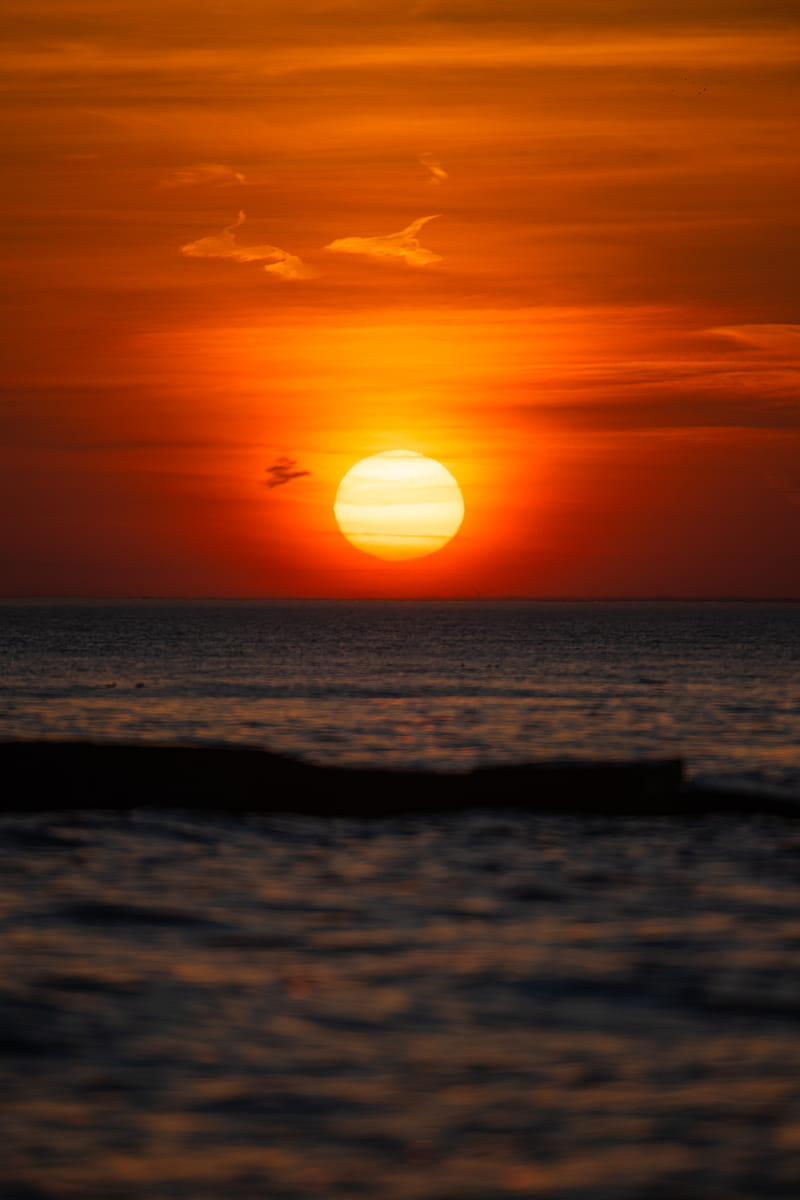 Sunset, sea, sun, waves, dusk, horizon, HD phone wallpaper | Peakpx