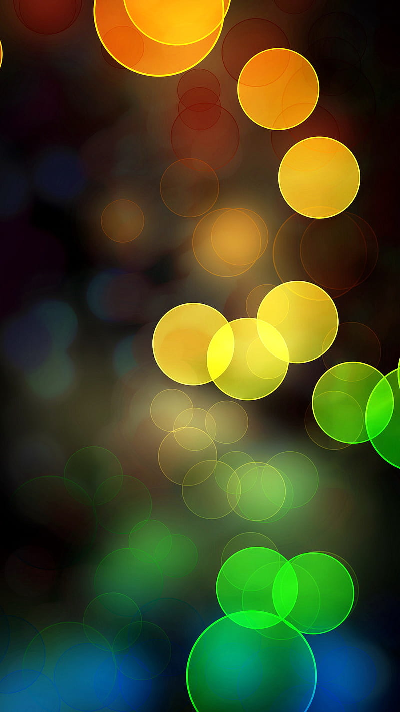 Circles, blur, bubbles, relaxation, gold, blue, black, relax, rose, background, circle, HD phone wallpaper