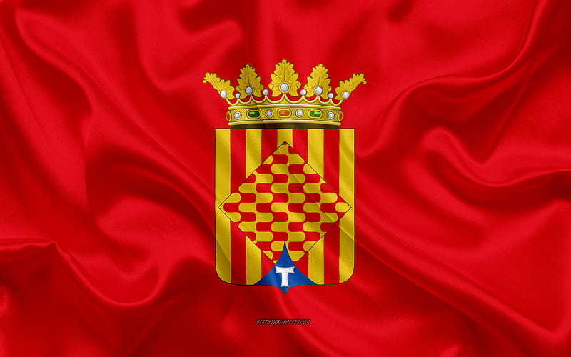 Tarragona Flag silk texture, silk flag, Spanish province, Tarragona, Spain, Europe, Flag of Tarragona, flags of Spanish provinces, HD wallpaper