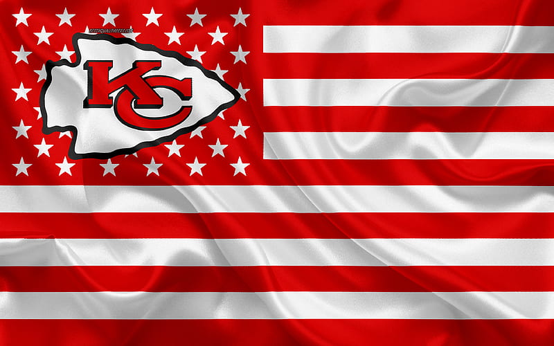 Kansas City Chiefs, American football team, creative American flag, red-white flag, NFL, Kansas City, Missouri, USA, logo, emblem, silk flag, National Football League, American football, HD wallpaper