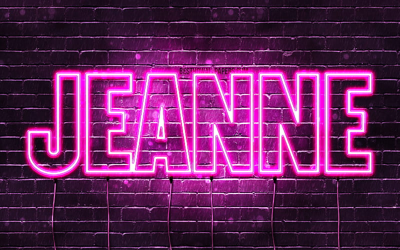 Jeanne with names, female names, Jeanne name, purple neon lights, Happy Birtay Jeanne, popular french female names, with Jeanne name, HD wallpaper