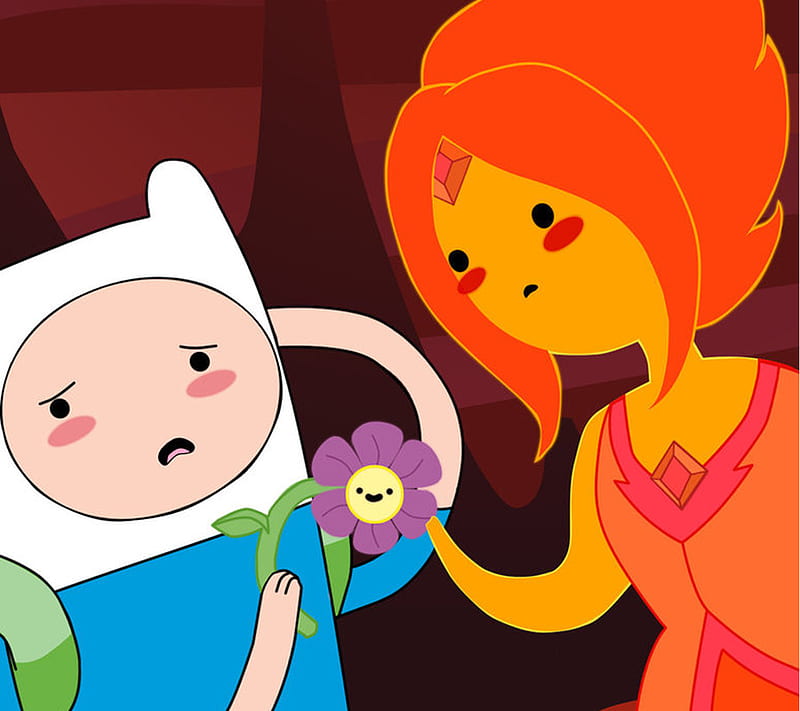 Finn and Flame, adventure, cartoon, cute, princess, time, HD wallpaper
